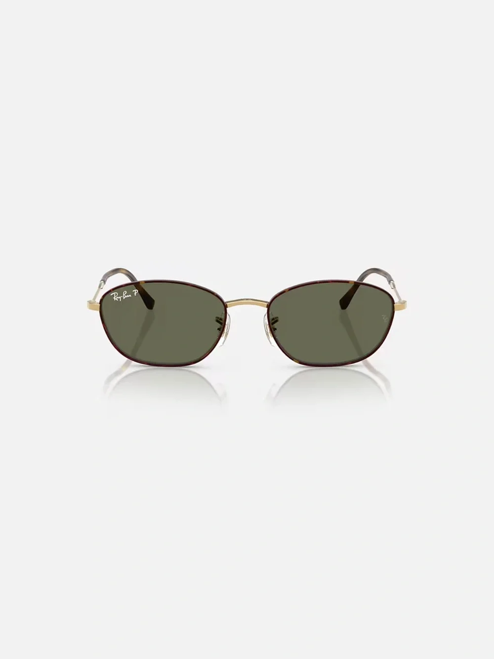 Ray-Ban Gold Frame with Tortoise Trim and Green Lenses Sunglasses